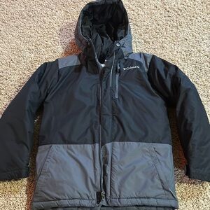 Columbia Boys Black & Gray Hooded Winter Jacket – Size M